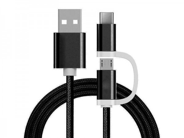 2 in 1 Ladekabel USB Micro & Type-C) Nylon f. Gigaset ME Pure