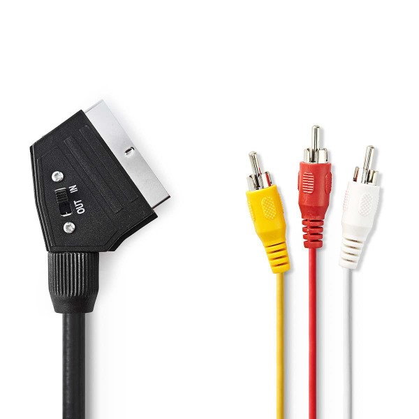 Scart Videokabel SCART-Stecker - 3x Cinch-Stecker 2,0 m Schwarz umschaltbar